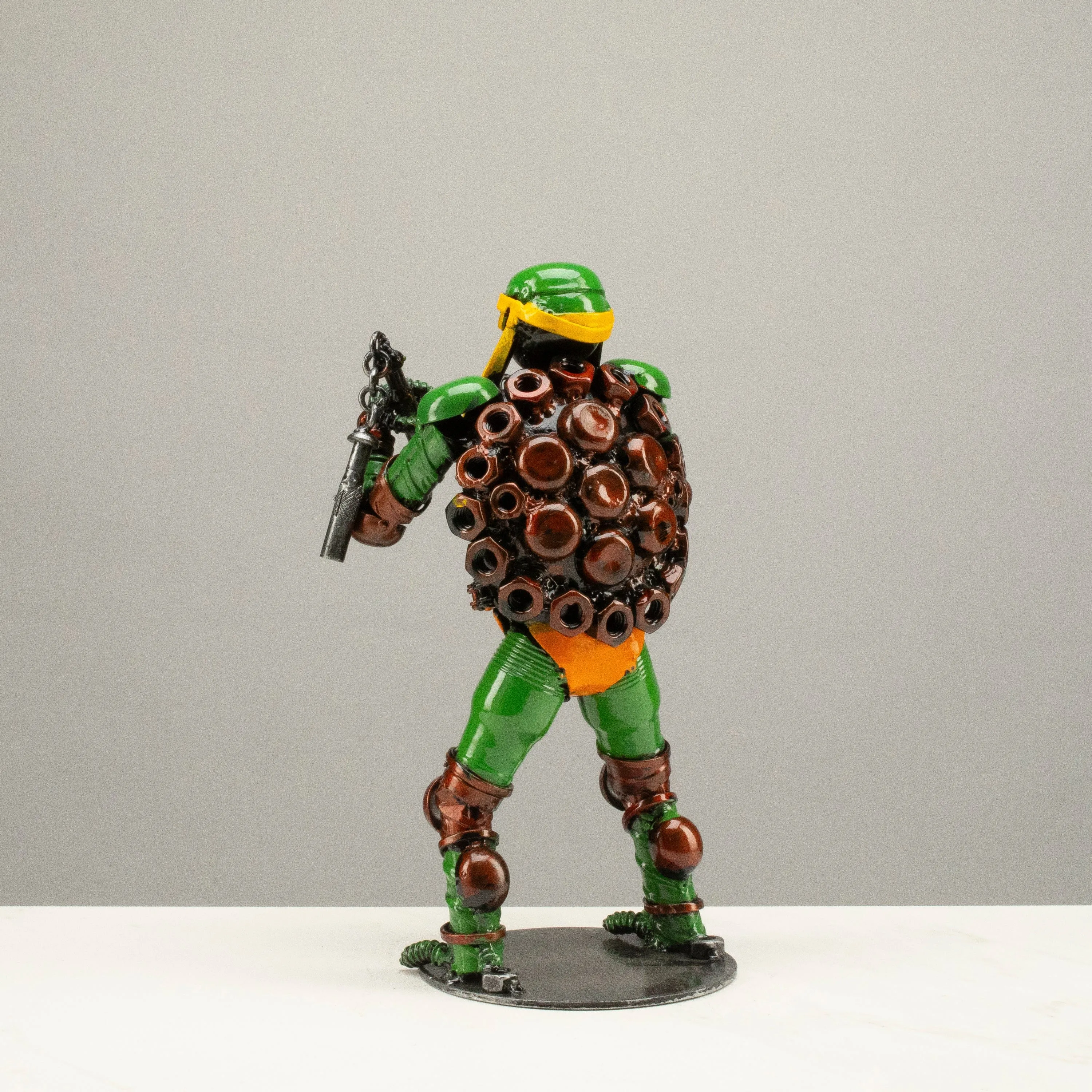 9.5 Michelangelo Ninja Turtle Inspired Recycled Metal Sculpture