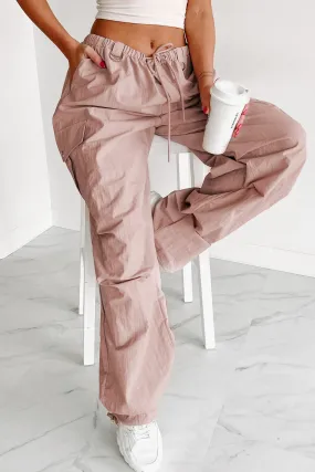 Addicted To Adventure High Rise Nylon Cargo Pants (Pale Rose)