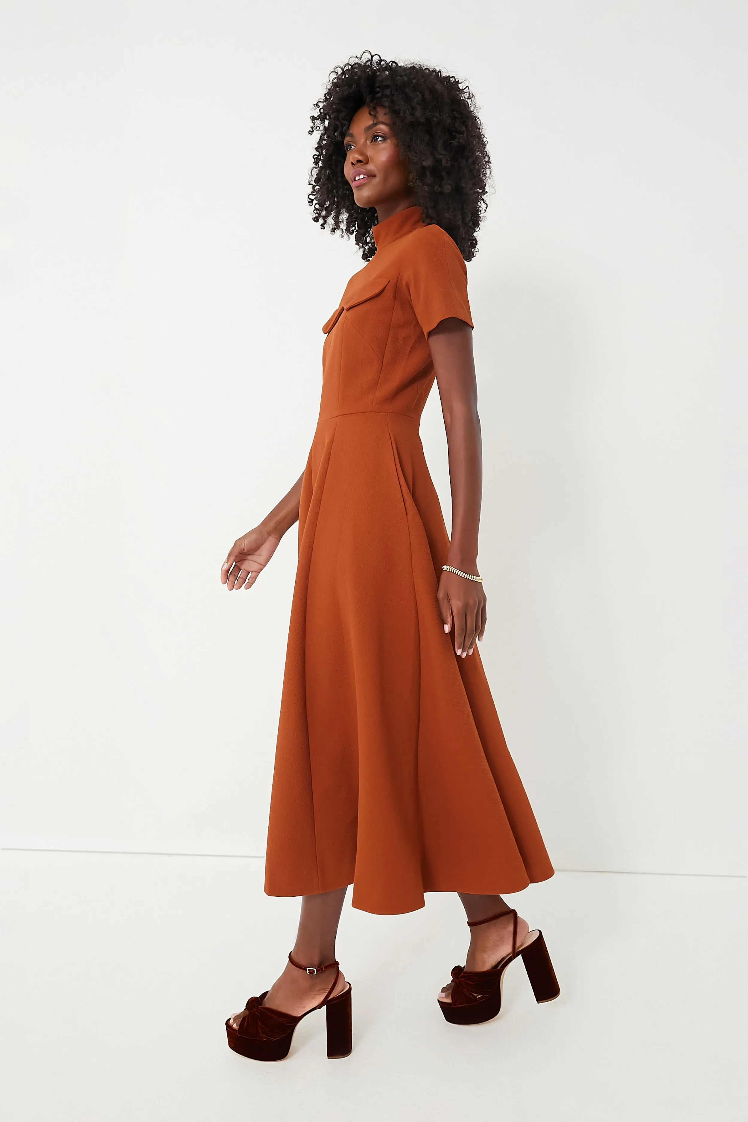 Amber Brown Catrina Double Crepe Dress