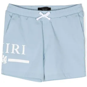 Amiri Baby Blue Logo Swimshorts