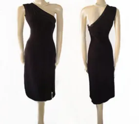 *ARMANI COLLEZIONI MADE IN ITALY BLACK ONE-SHOULDER GODDESS COCKTAIL DRESS