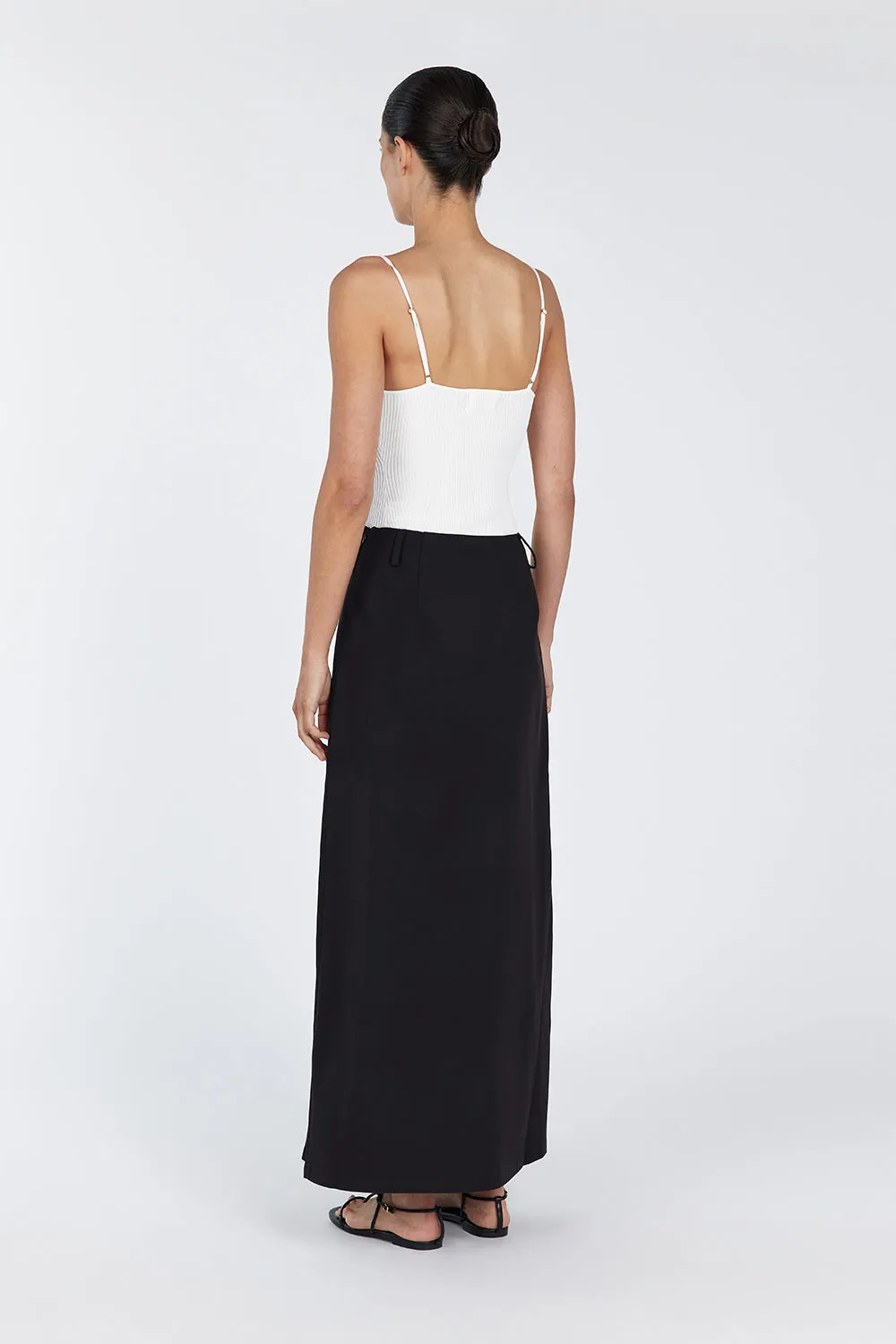 ASTOR BLACK WRAP MIDI SKIRT