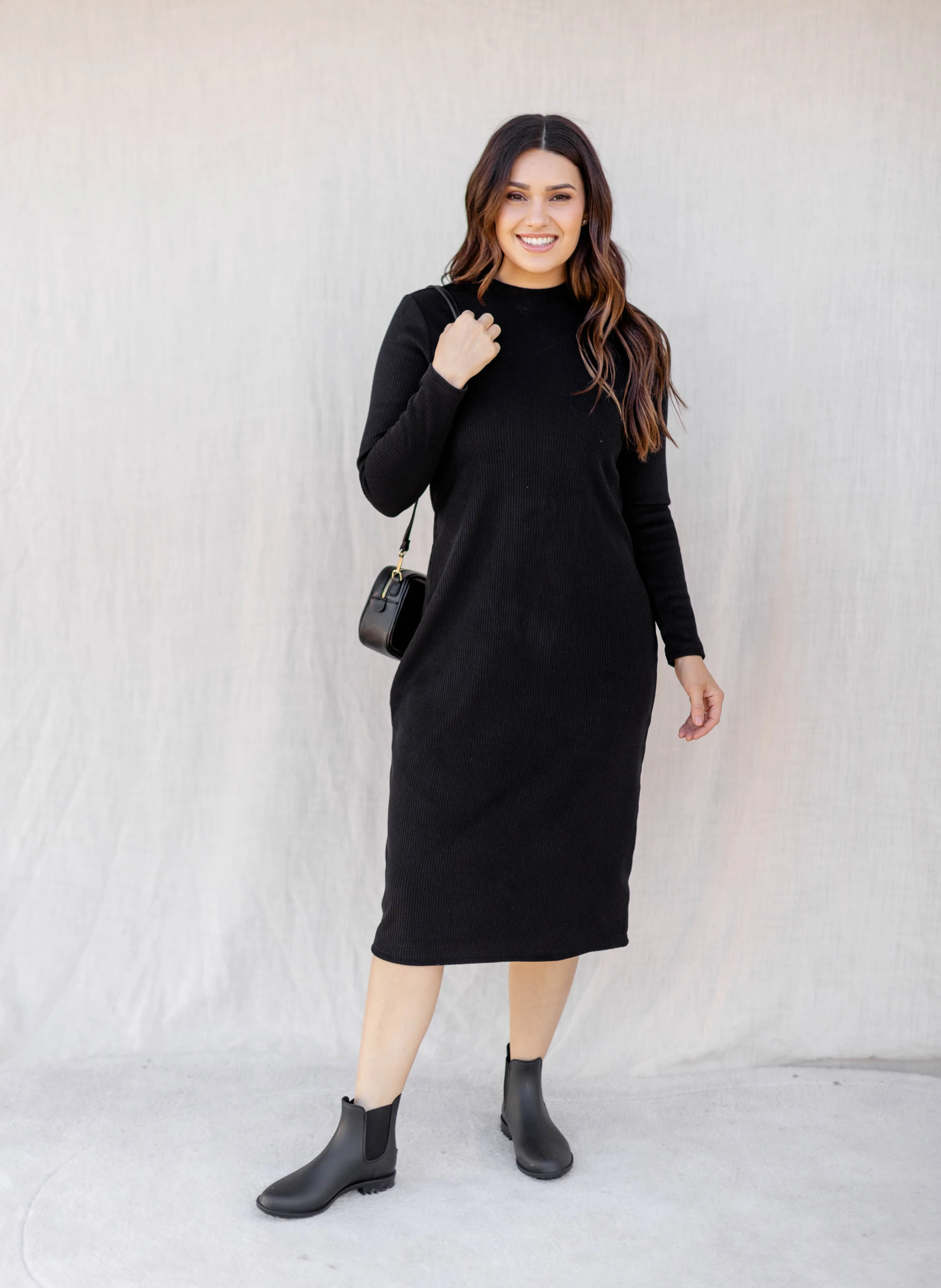 'Audrey' Ribbed Mock Neck Sheath Dress FINAL SALE