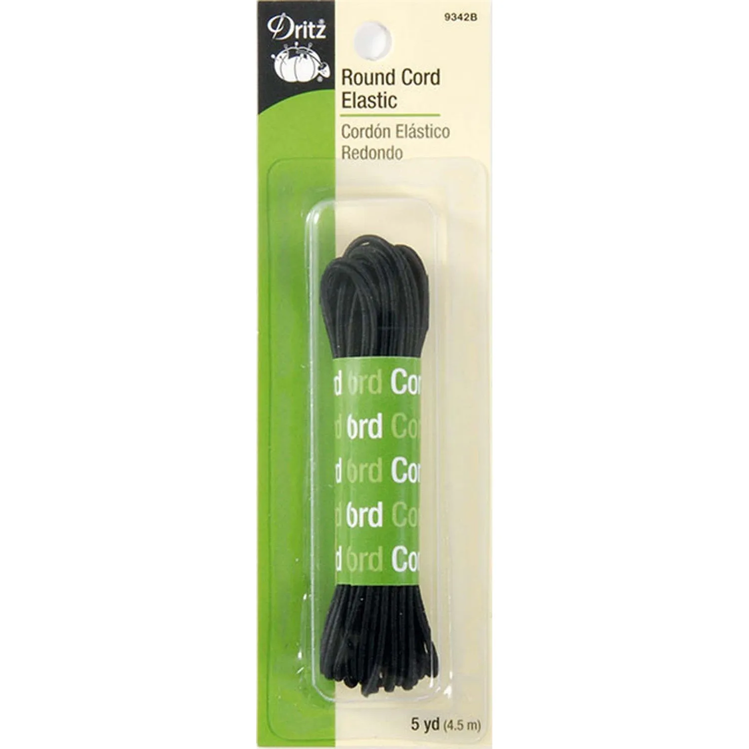 Black Round Cord Elastic - 5yds