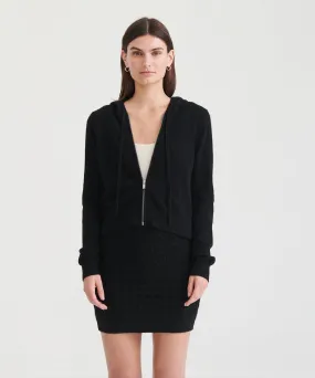 Cashmere Cropped Zip Up Hoodie