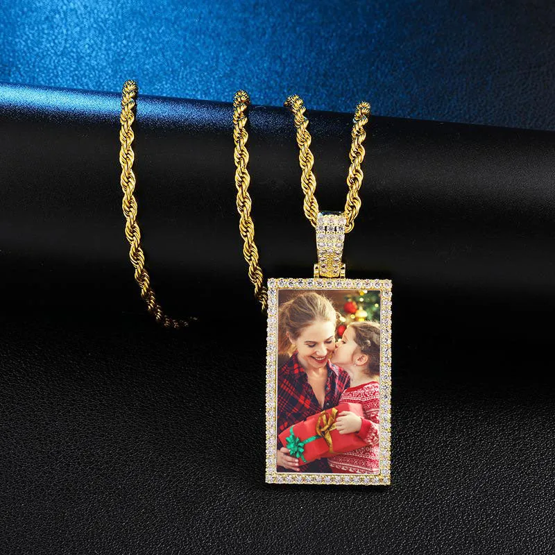 Custom Square Pendant Necklace-Christmas Gifts For Mom