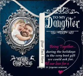 Dad To Daughter 4 Sided Custom Name Engraving Vertical Bar Necklace With Christmas Gift For Daughter Message Card