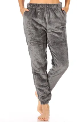 Double Side Plush Fur Joggers Sweatpants - Gray