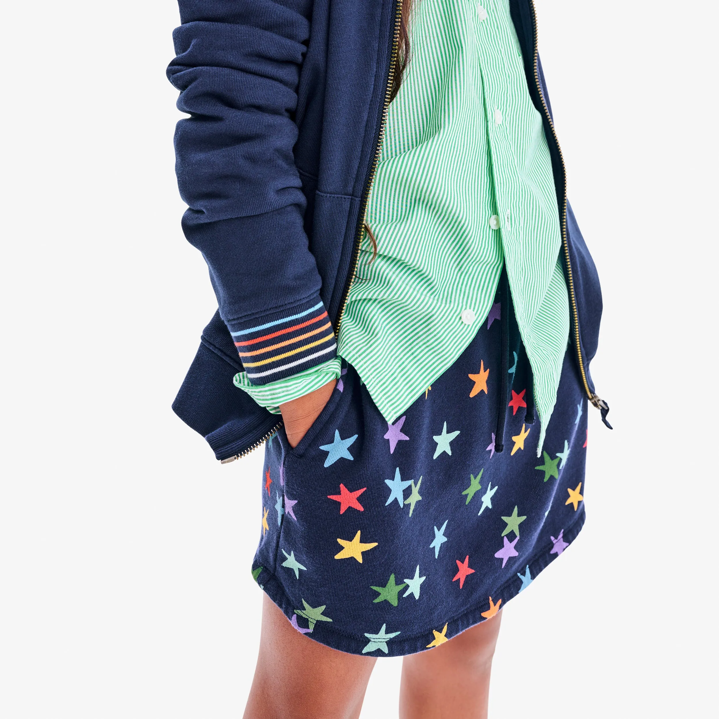 Drawstring pocket skort in confetti stars