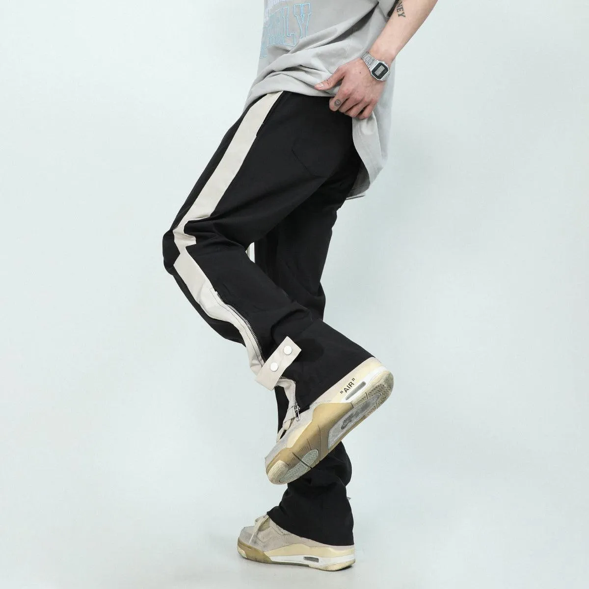 Drawstring Side Contrast Pants