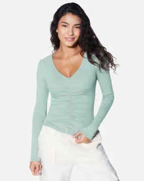 ESSENTIAL RUCHED LONG SLEEVE TOP