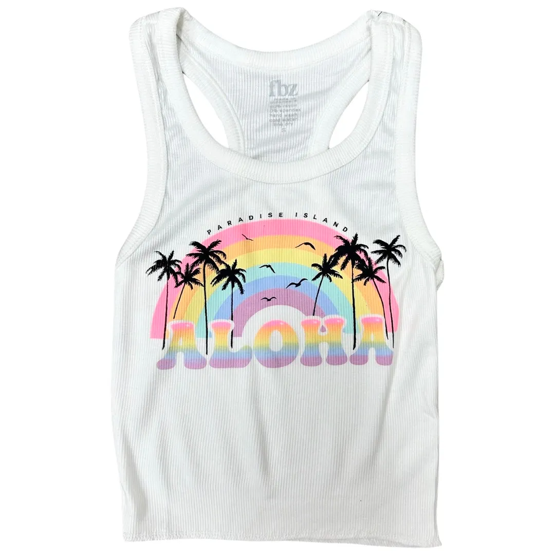 FBZ Aloha Rainbow White Tank