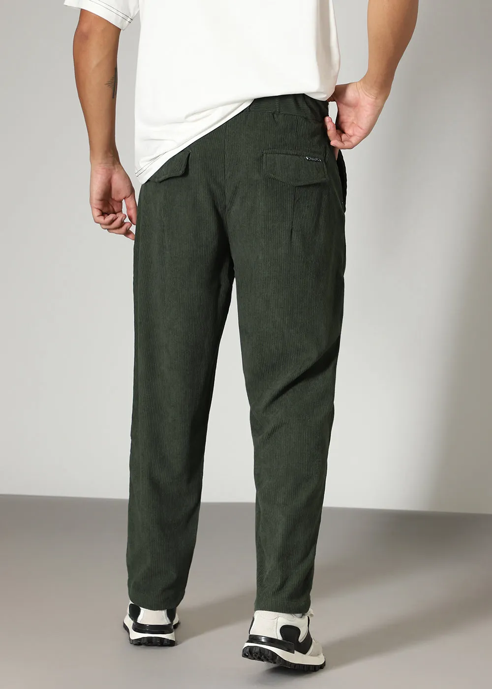 Green Drawstring Corduroy Pant