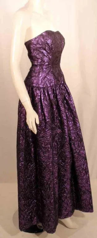 JAN VANVELDEN 2 pc Purple and Black Strapless Gown & Jacket