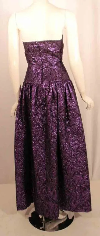 JAN VANVELDEN 2 pc Purple and Black Strapless Gown & Jacket