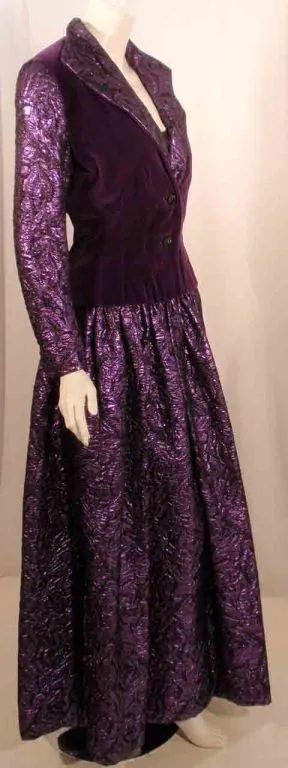 JAN VANVELDEN 2 pc Purple and Black Strapless Gown & Jacket