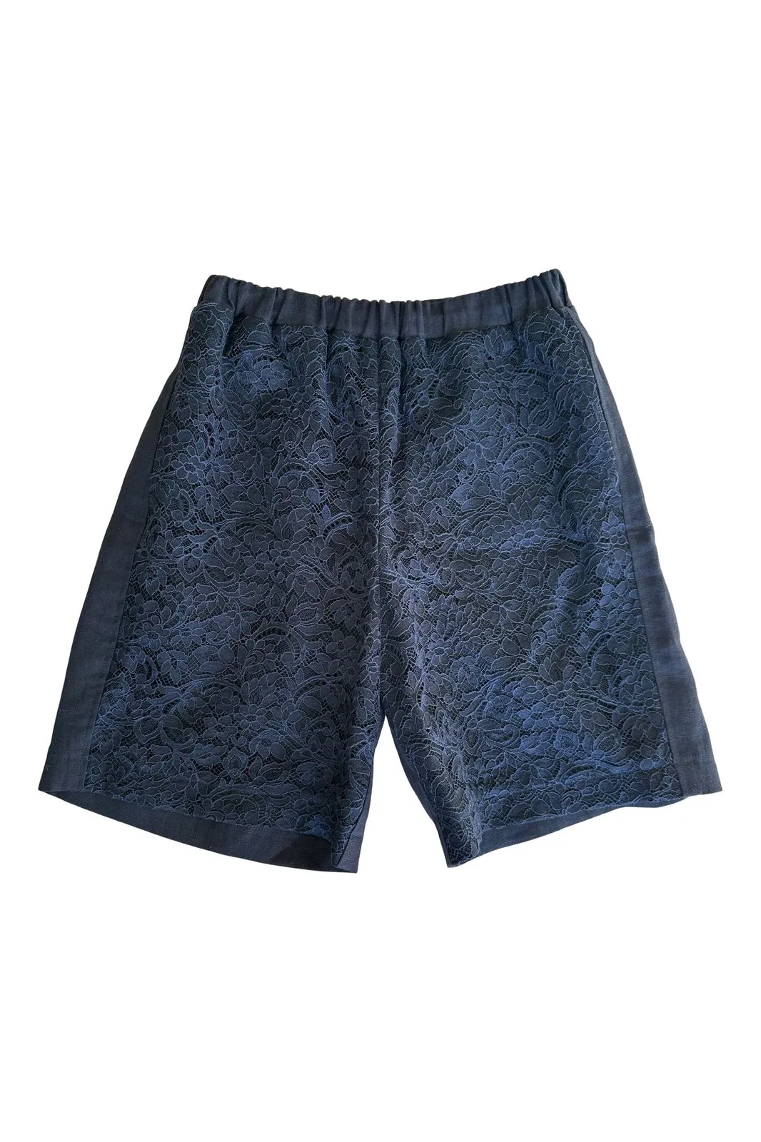 lace walking short navy cotton lace