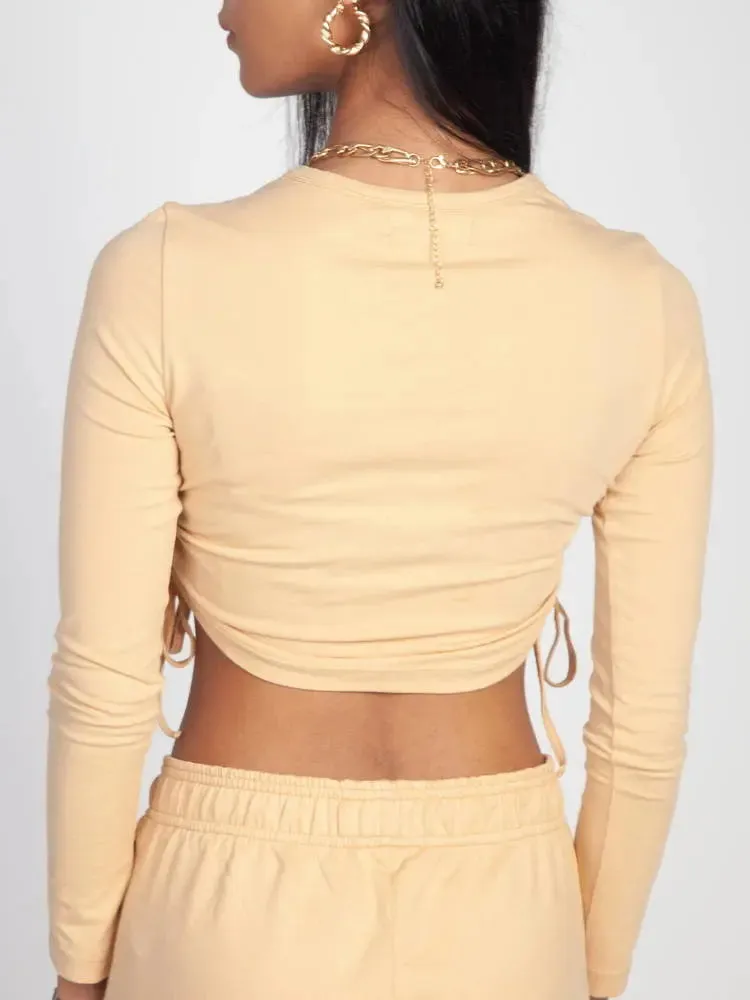 Nude Drawstring Top