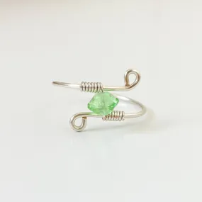 Peridot Swirled Beaded Wire Ring