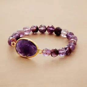 Phantom Quartz Amethyst Charm Stretchy Bracelet