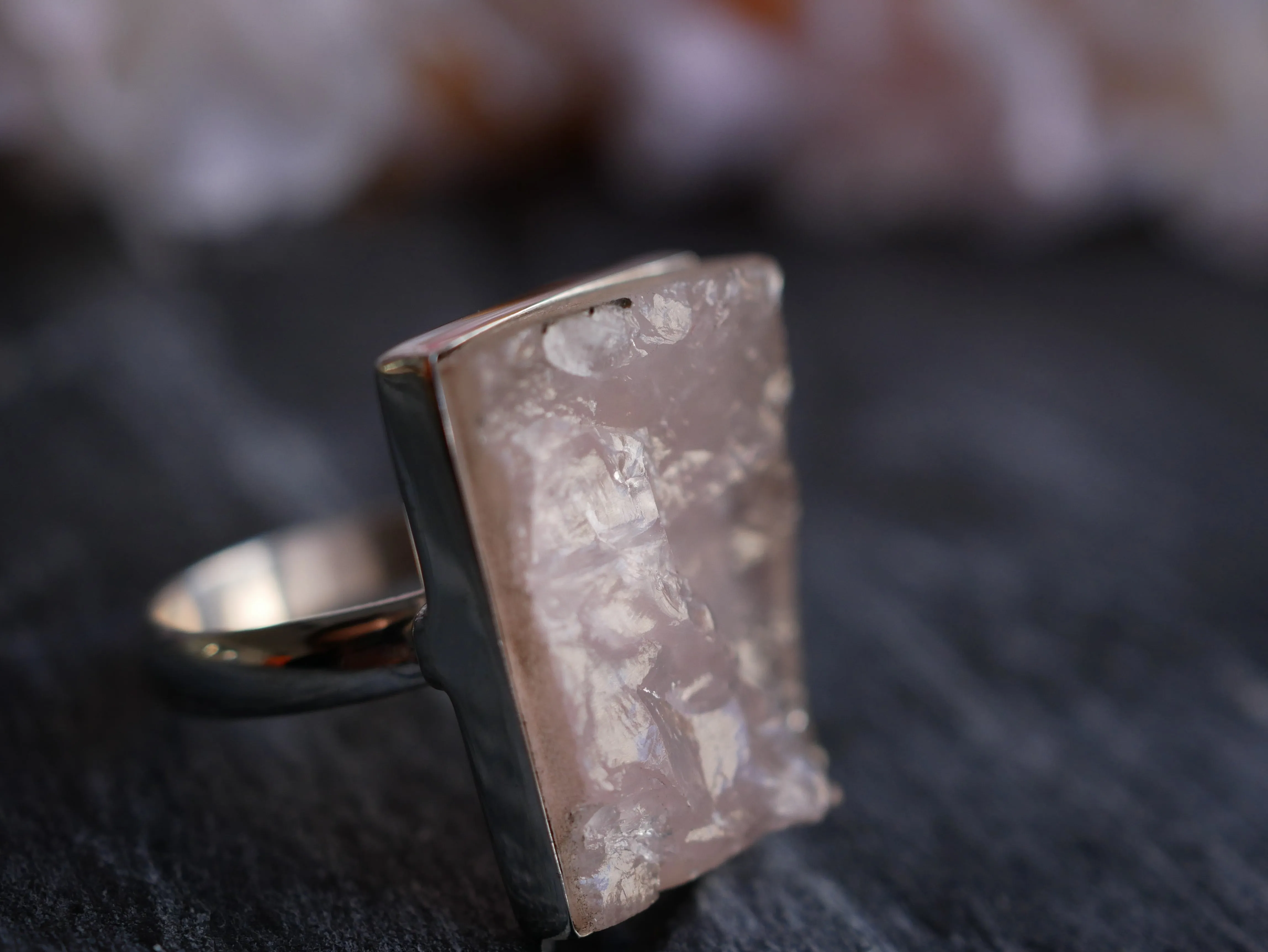 Raw Rose Quartz Akoni Rings - Mixed shapes