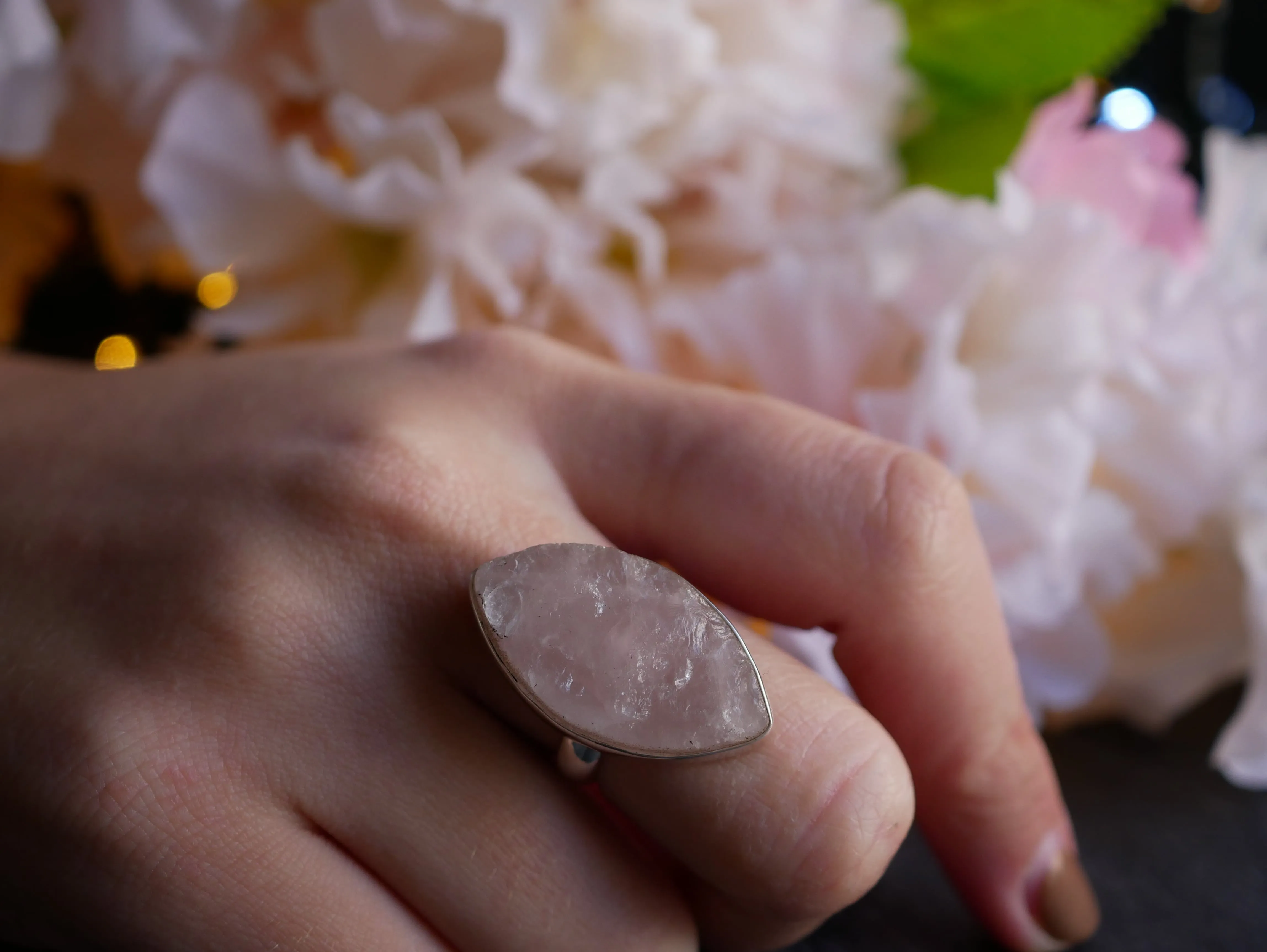 Raw Rose Quartz Akoni Rings - Mixed shapes