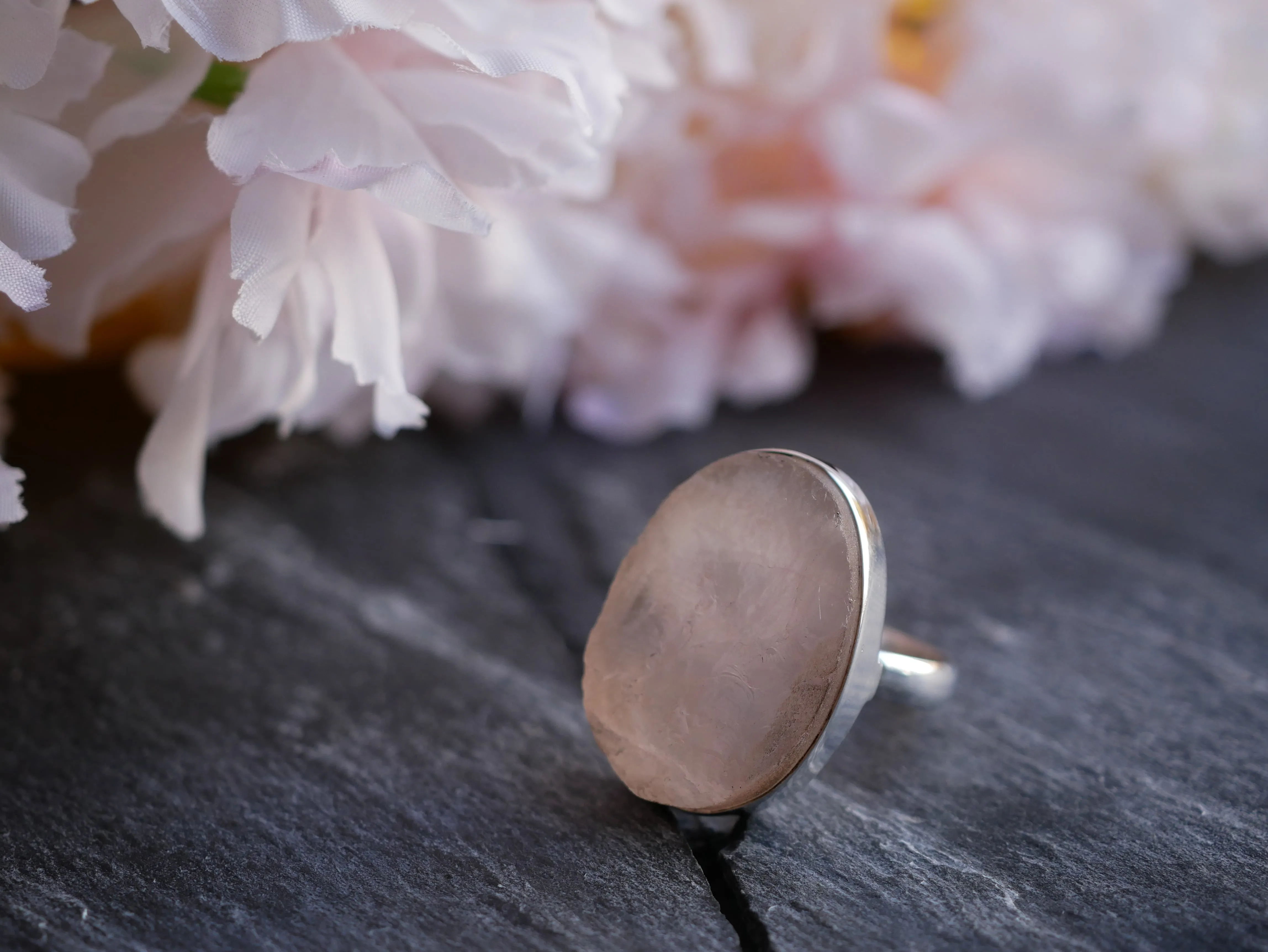 Raw Rose Quartz Akoni Rings - Mixed shapes