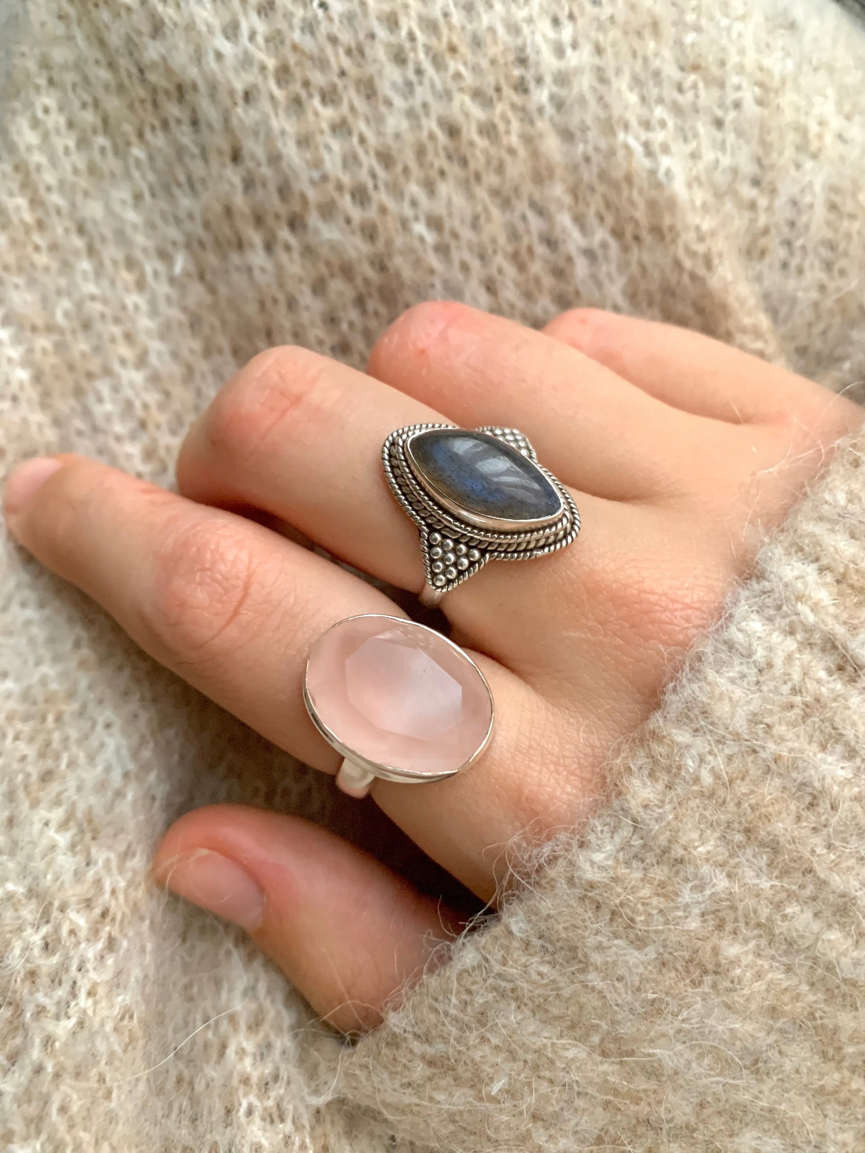 Rose Quartz Ari Ring - Faceted Oval