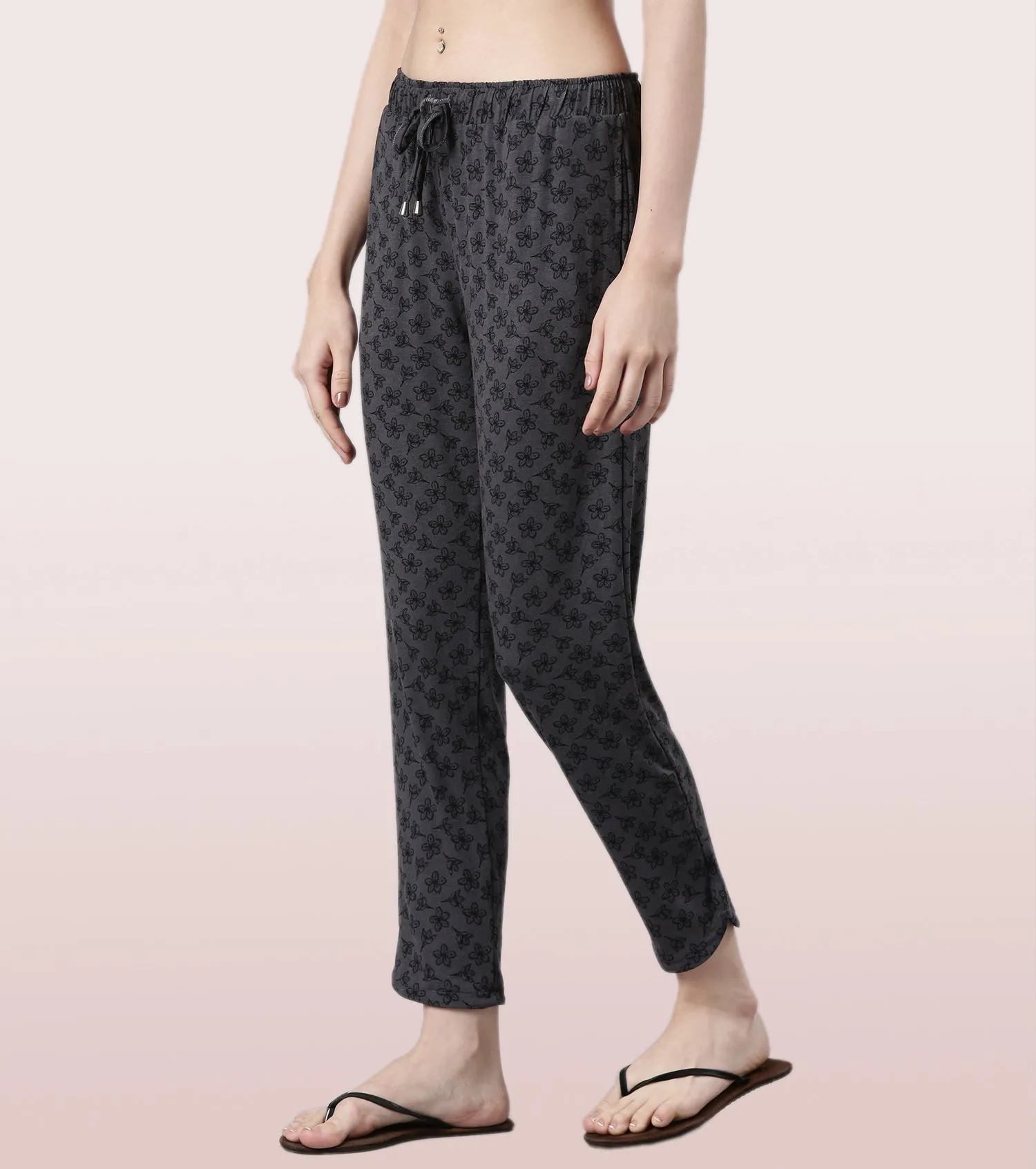 Shop-In Pants - Tapered Lounge Pants With Self Fabric Drawstring With Metal Ends | E048