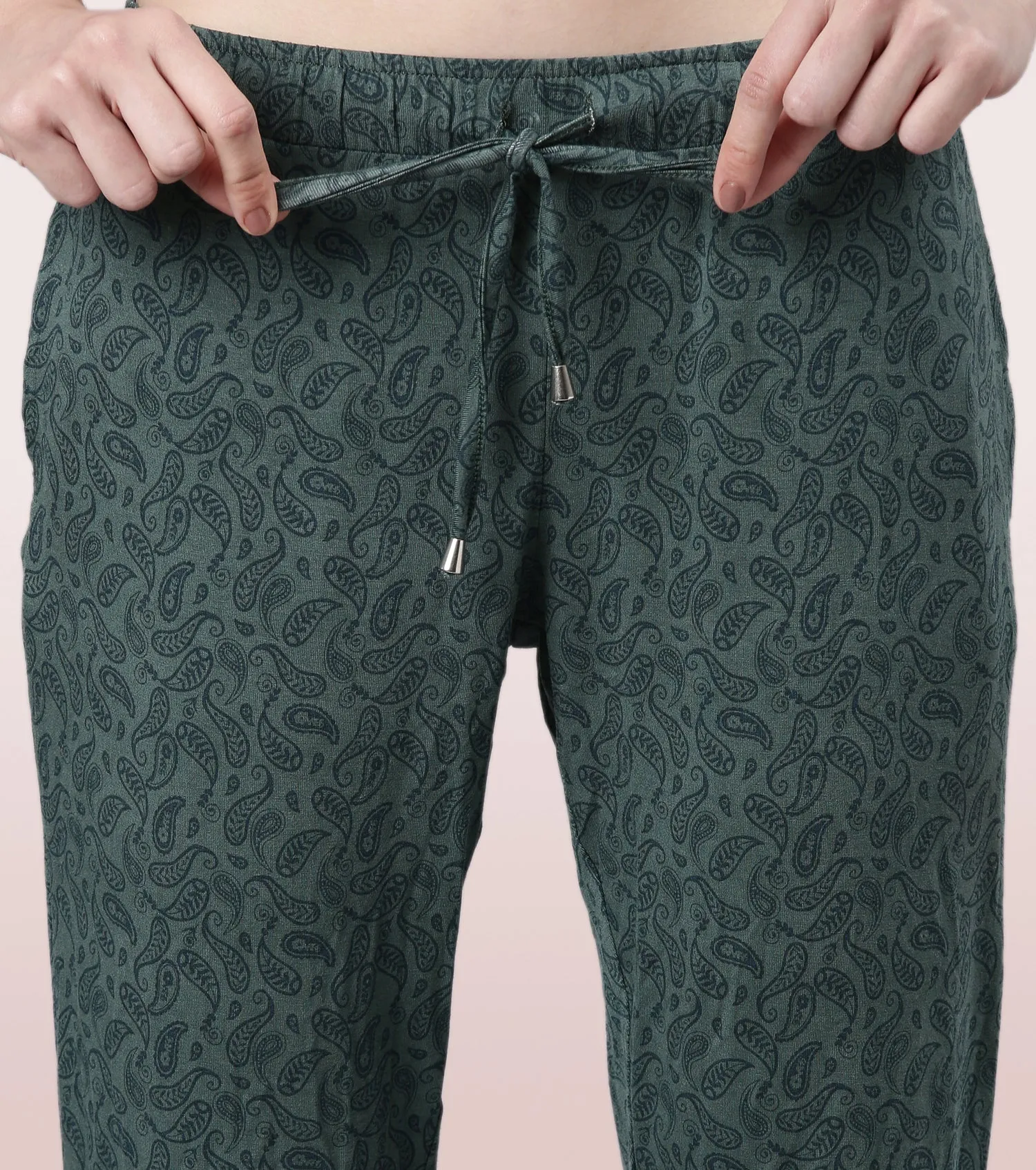 Shop-In Pants - Tapered Lounge Pants With Self Fabric Drawstring With Metal Ends | E048