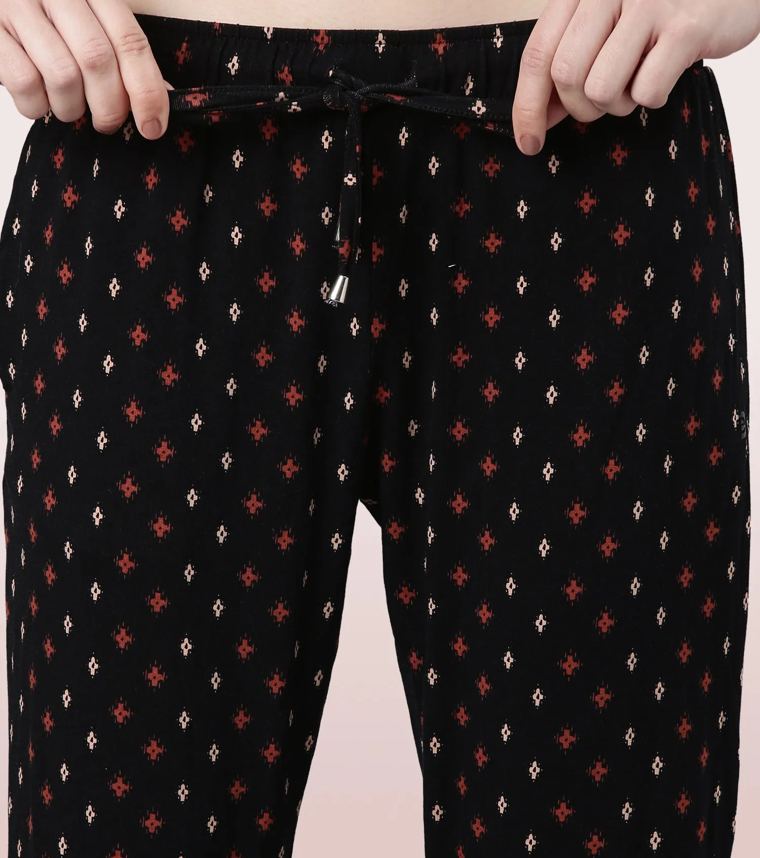 Shop-In Pants - Tapered Lounge Pants With Self Fabric Drawstring With Metal Ends | E048