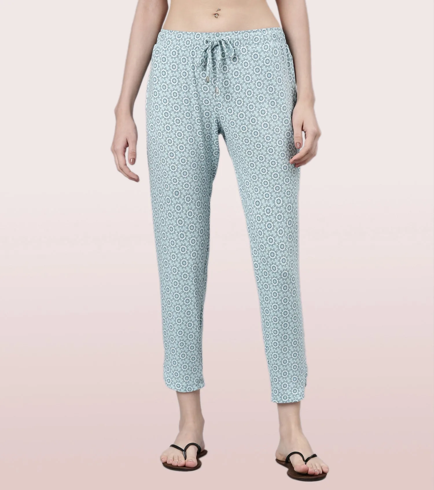 Shop-In Pants - Tapered Lounge Pants With Self Fabric Drawstring With Metal Ends | E048