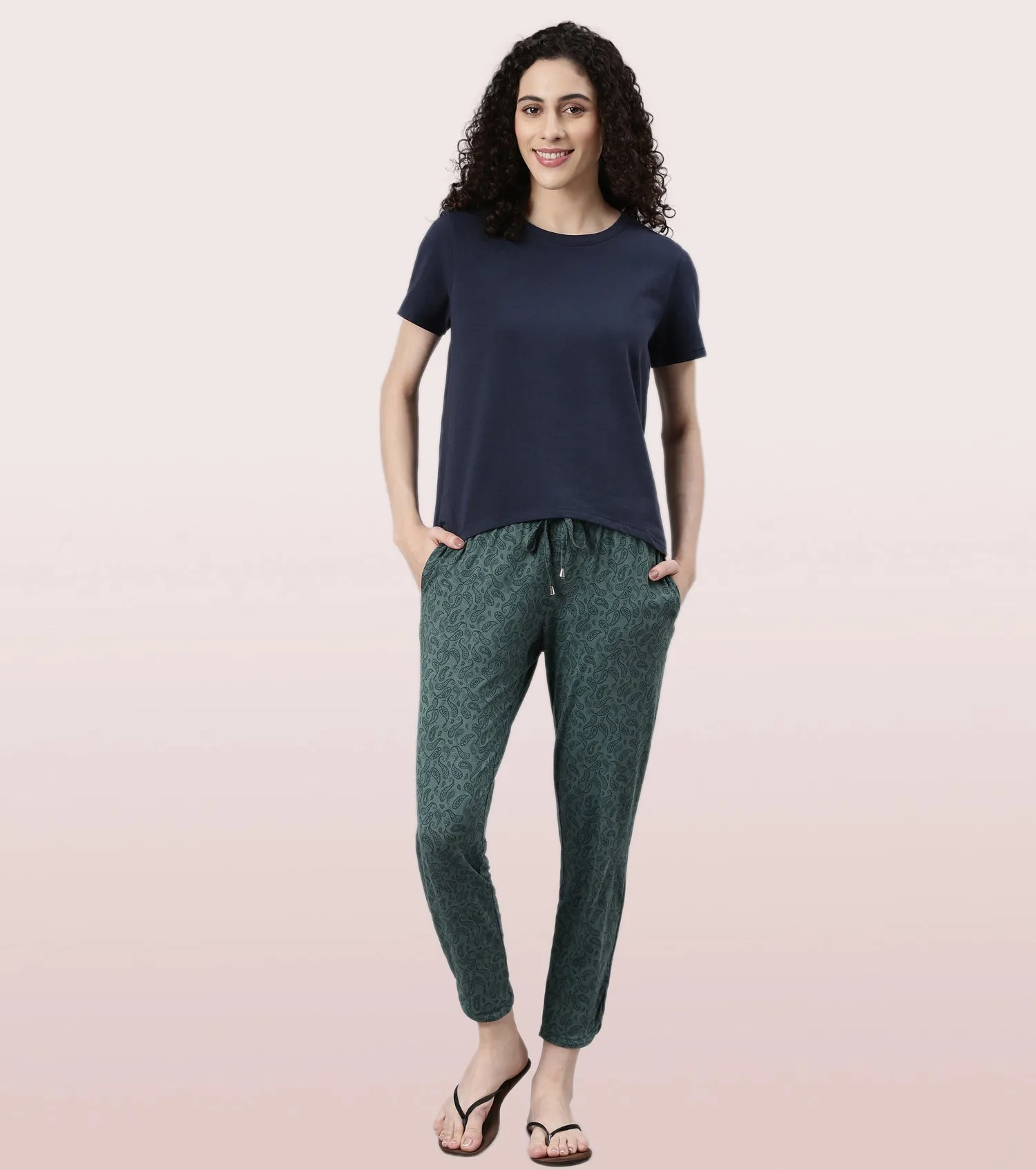 Shop-In Pants - Tapered Lounge Pants With Self Fabric Drawstring With Metal Ends | E048