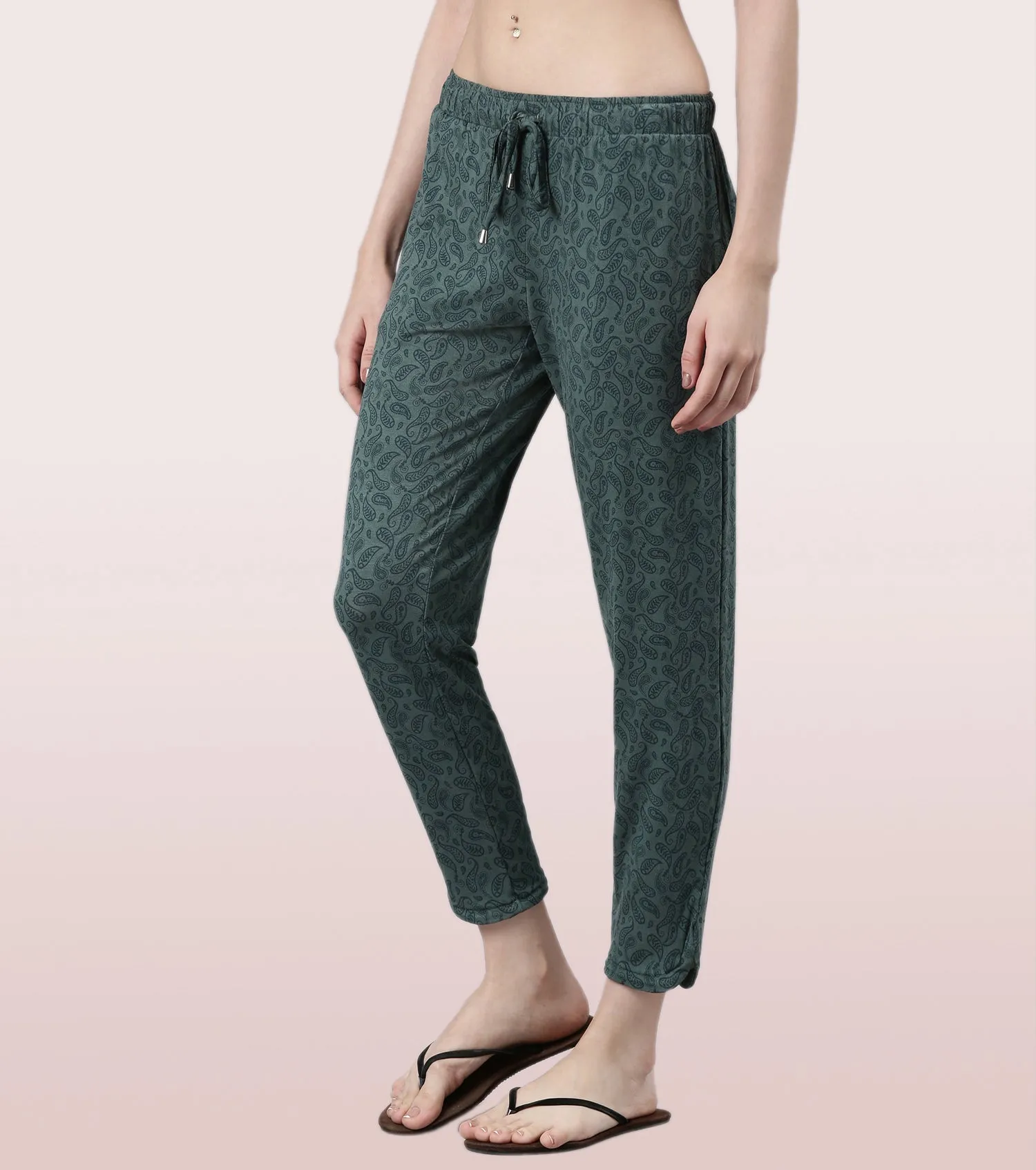 Shop-In Pants - Tapered Lounge Pants With Self Fabric Drawstring With Metal Ends | E048