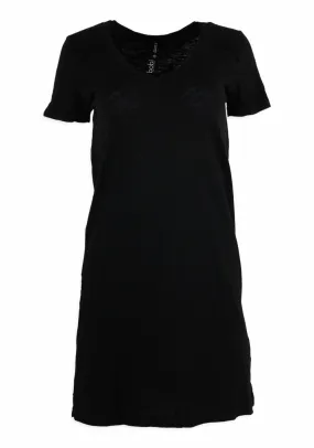 SHOULDER SEAM V-NECK DRESS (BLACK) - BOBI