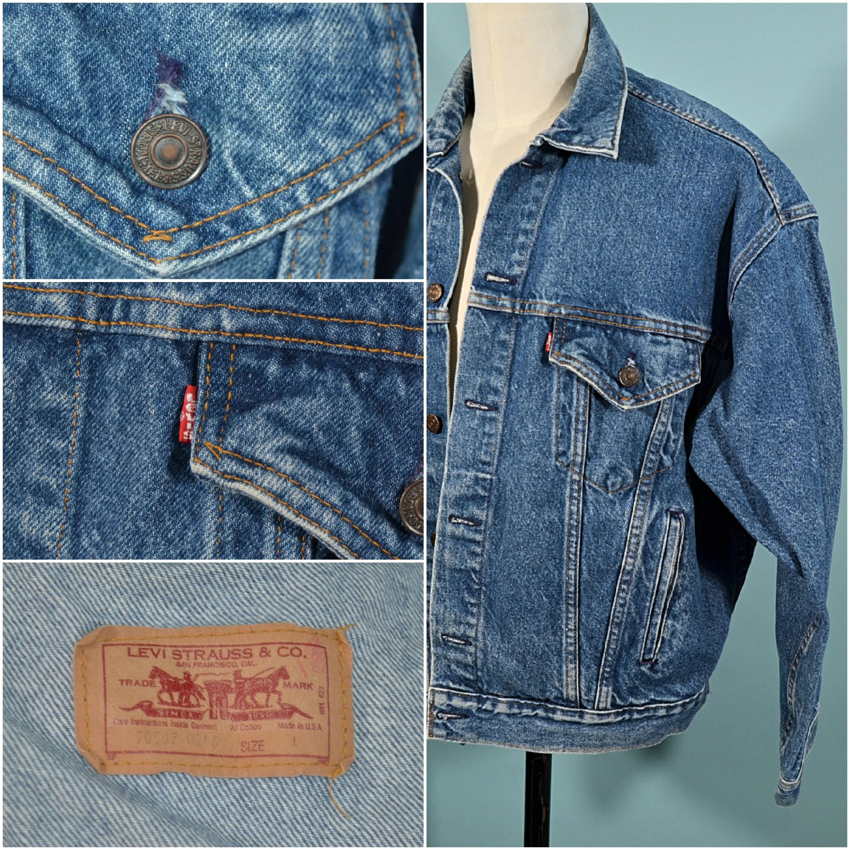 SOLD Vintage Levis Trucker Denim Jacket, USA #70507 0218, Size L