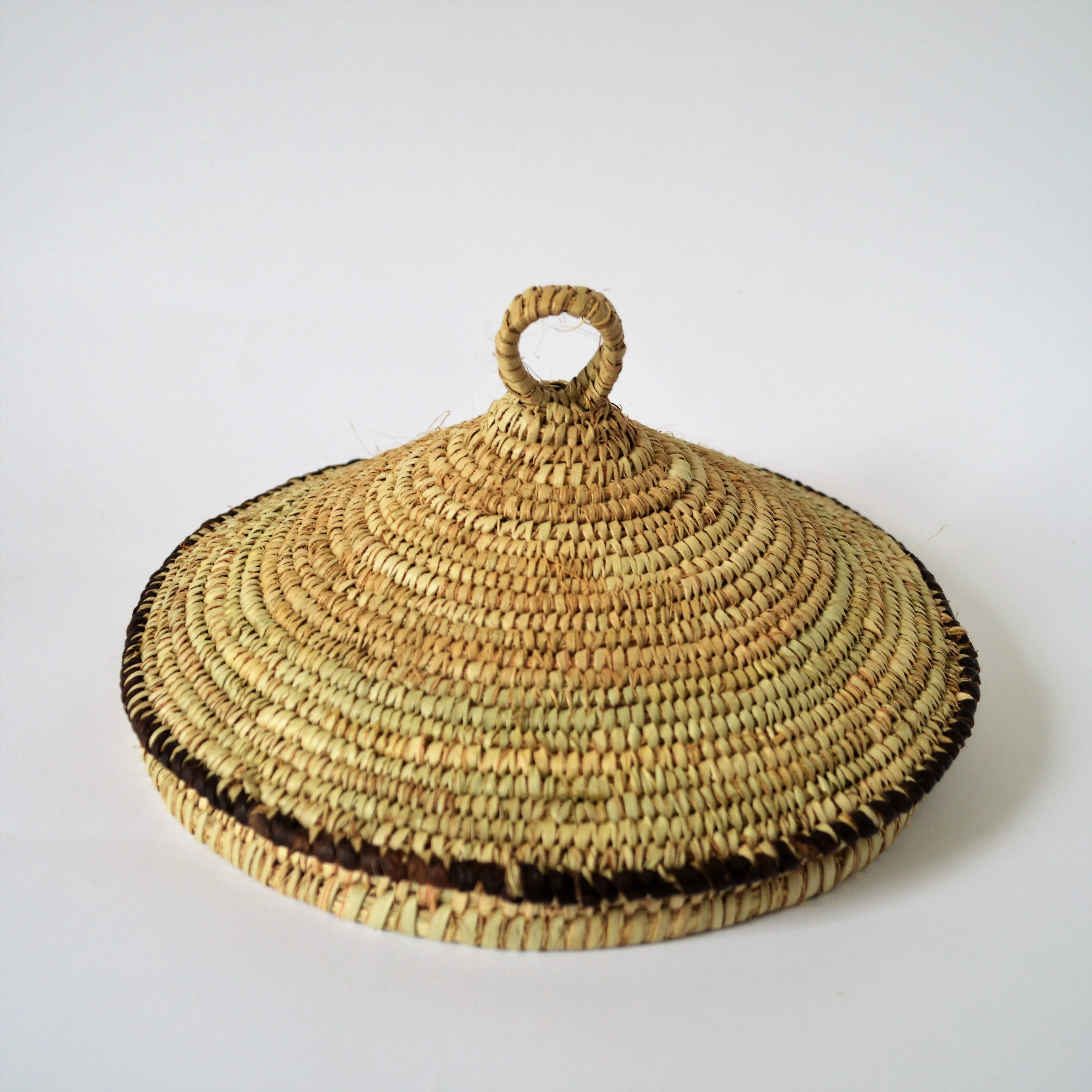 Traditional rustic woven basket with lid, Made in Egypt